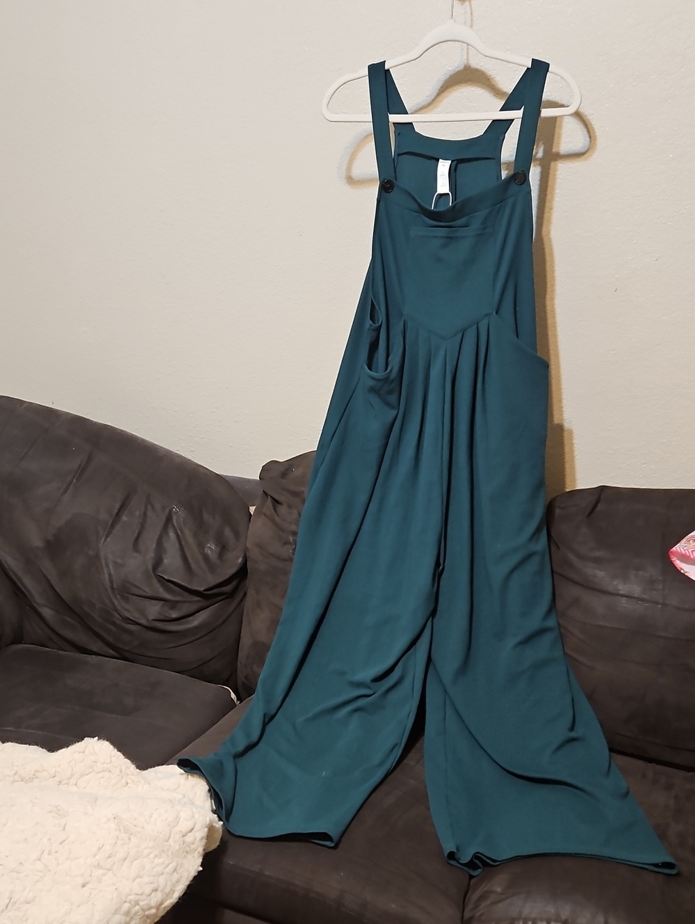 HALARA Teal Green Wide-Leg Jumpsuit with Strap Buttons
